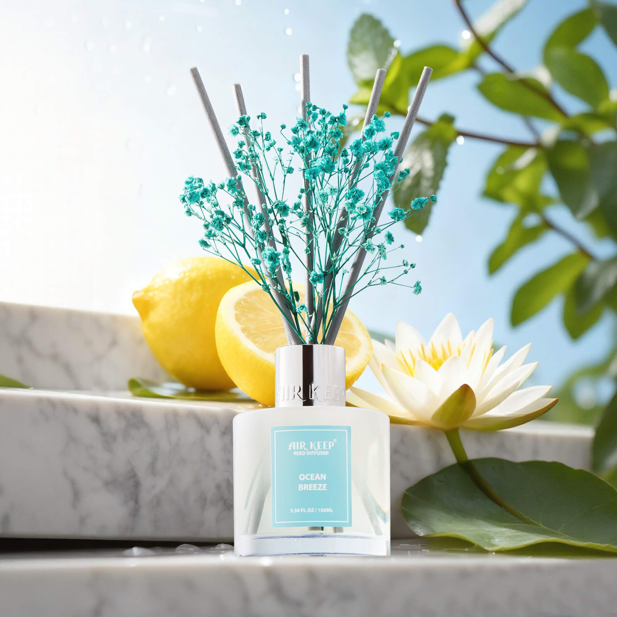 Airkeep Ocean Breeze Reed Diffuser Set