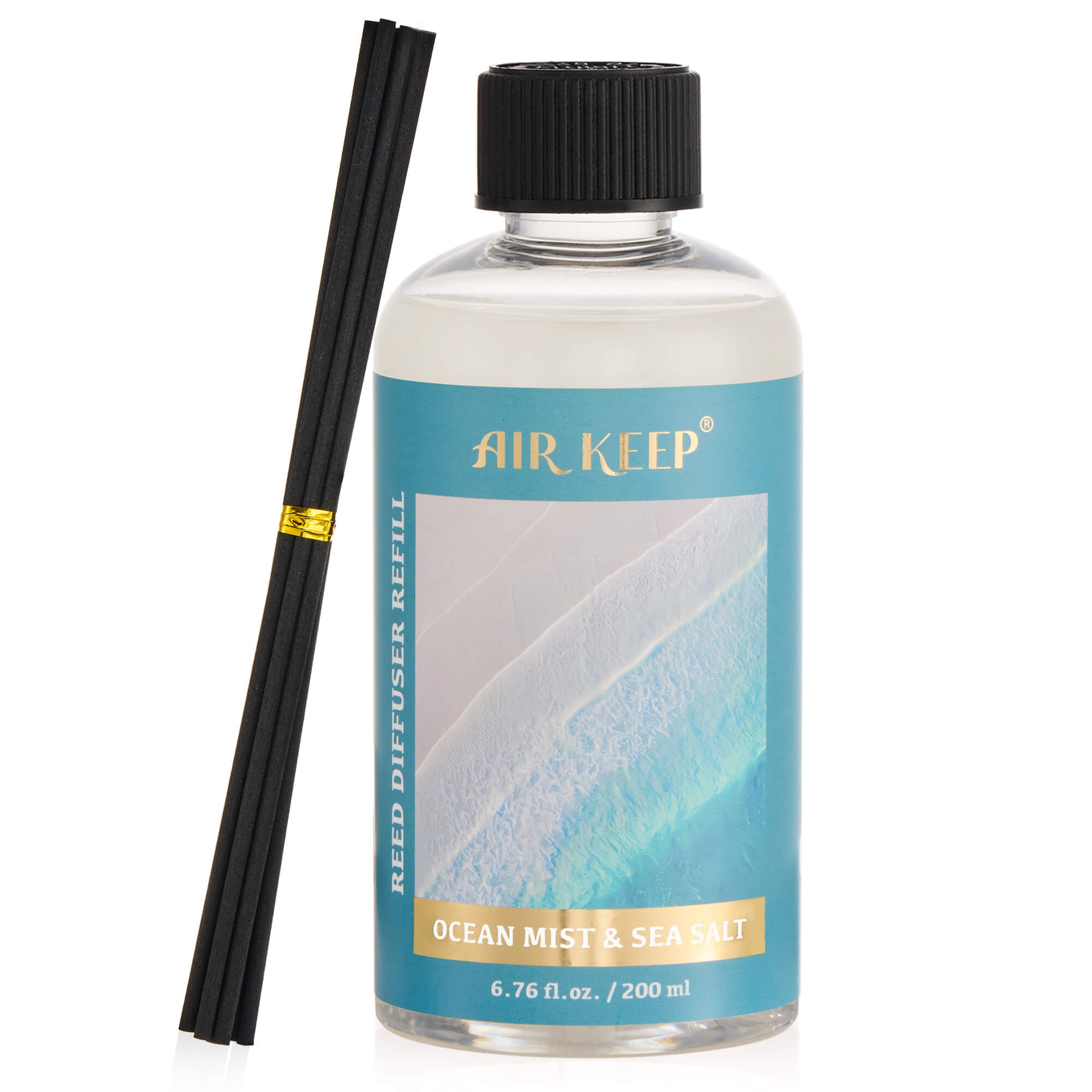 Airkeep Ocean Mist&Sea Salt Scented Oils Reed Diffuser Oil Refill with Diffuser Sticks