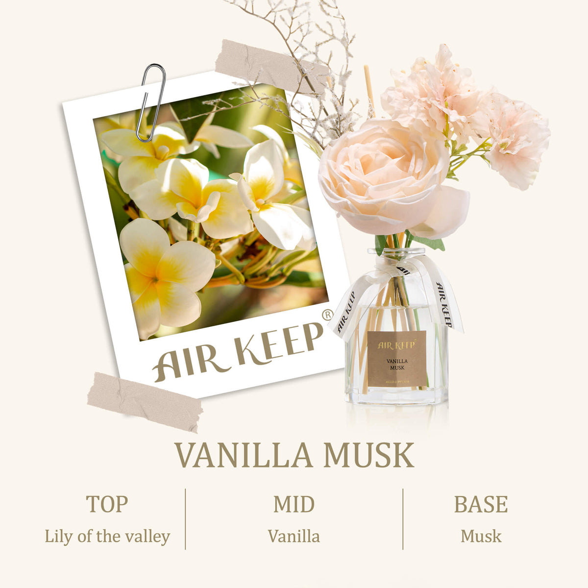 Airkeep Vanilla Musk Floral  120ml Reed Diffuser