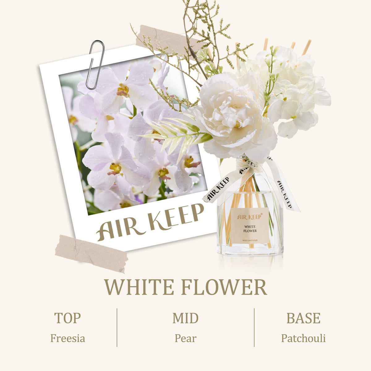 Airkeep White Flower Floral  120ml Reed Diffuser
