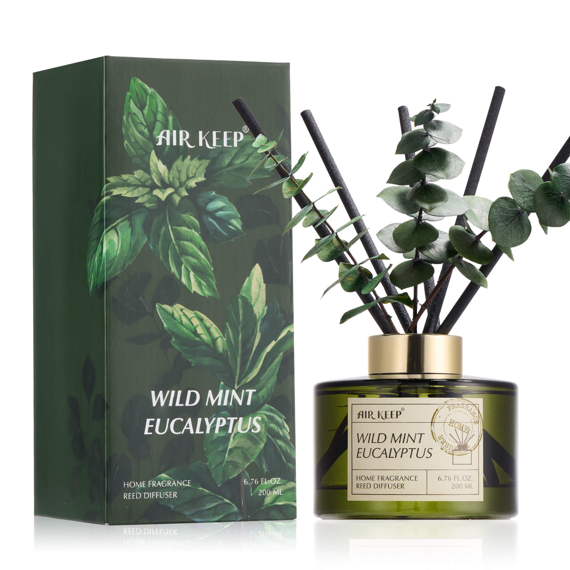 Airkeep Wild Mint & Eucalyptus Reed Diffuser Set