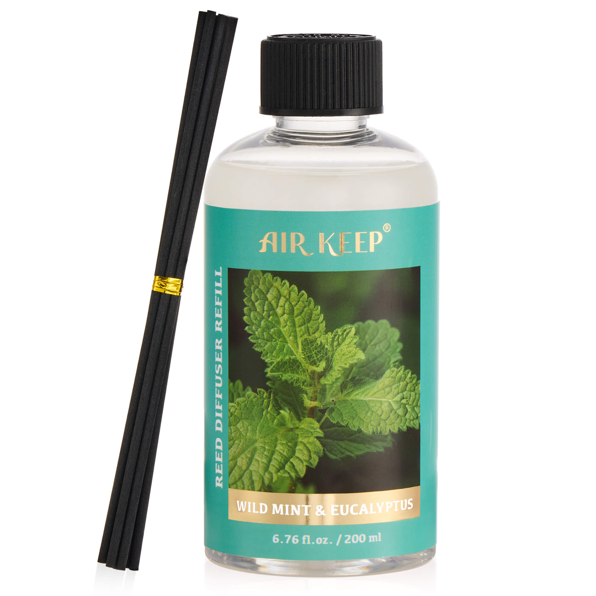 Airkeep Wild Mint&Eucalyptus Scented Oils Reed Diffuser Oil Refill with Diffuser Sticks