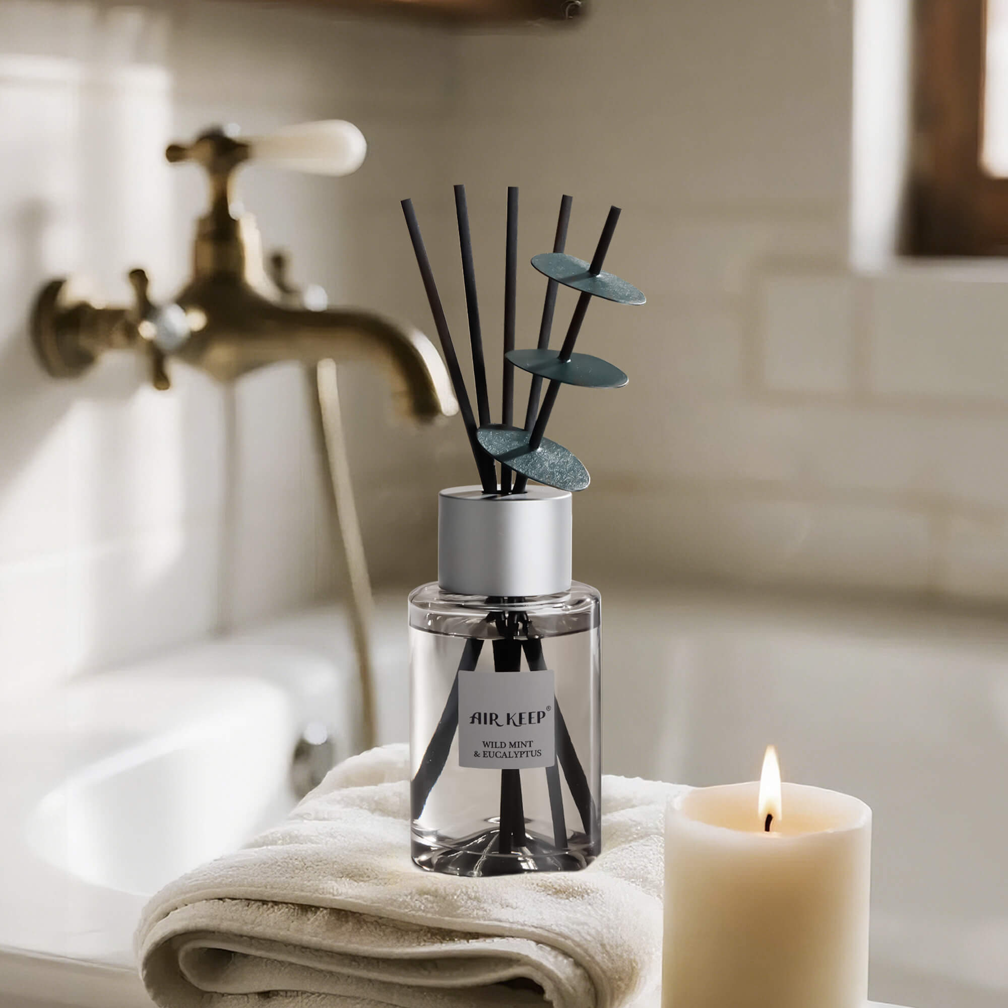 Airkeep Wild Mint&Eucalyptus  Grey Reed Diffuser
