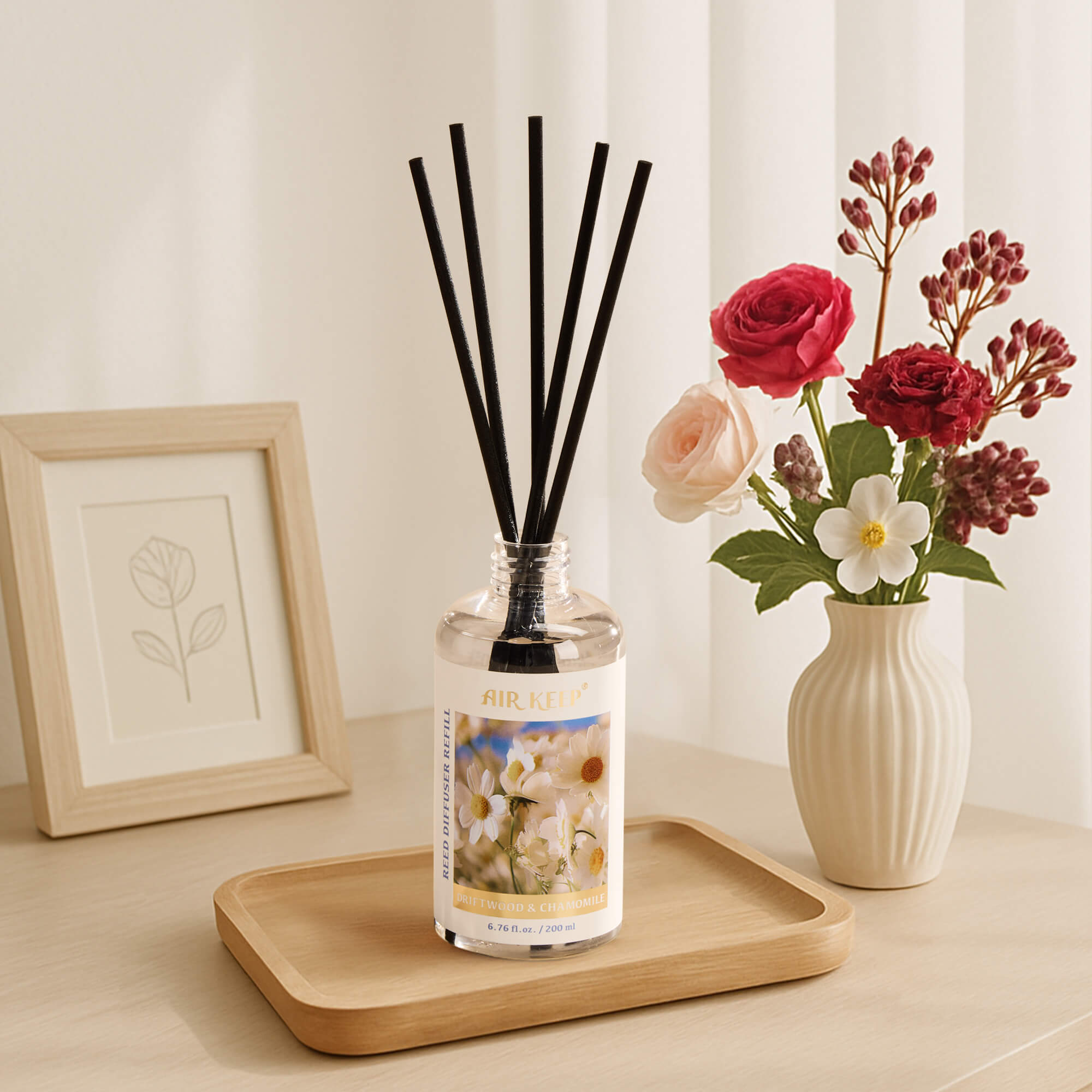 Airkeep DRIFTWOOD & CHAMOMILE  Reed Diffuser Oil Refill with Diffuser Sticks
